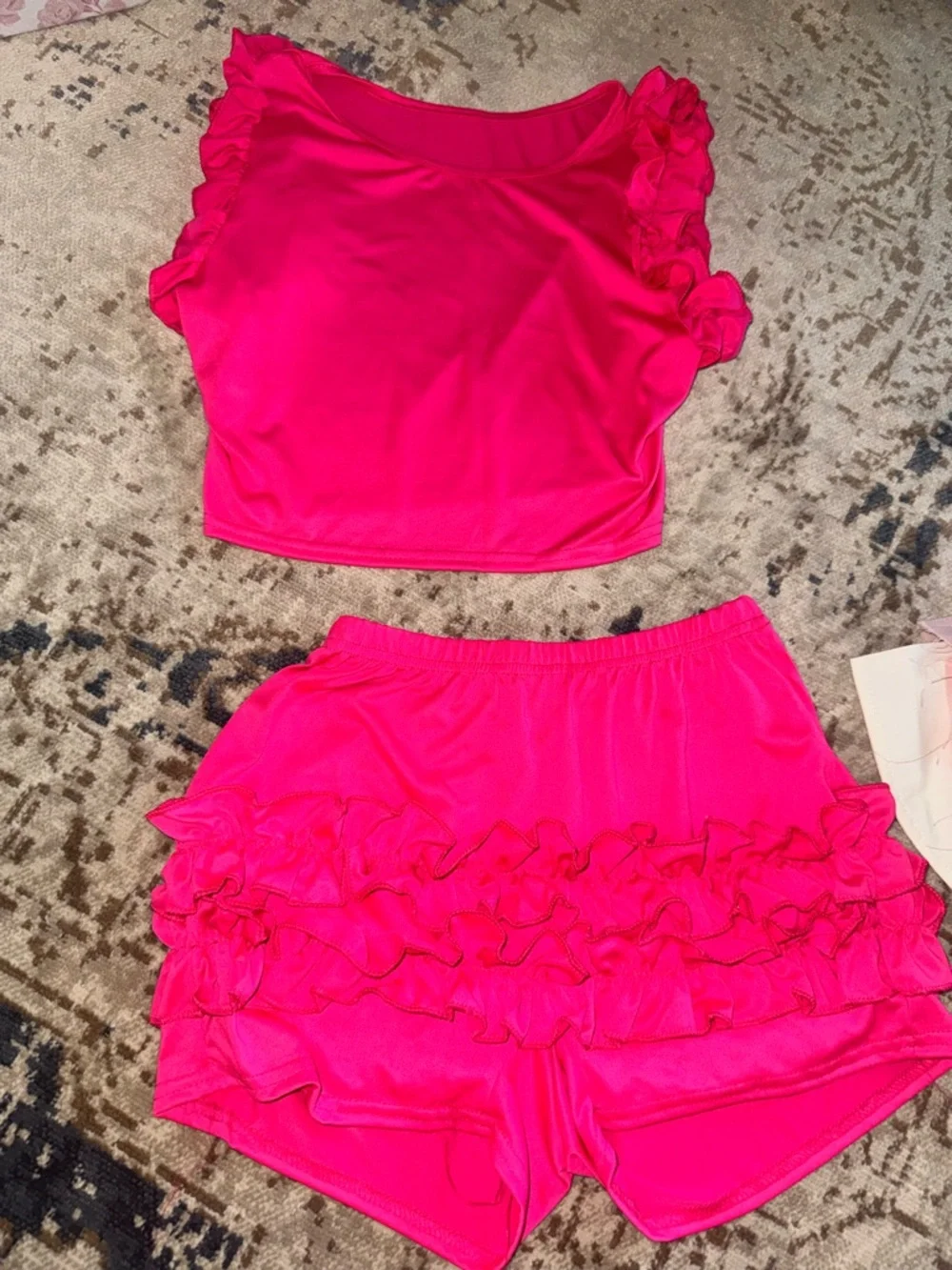 Hot Pink Ruffle Two-Piece Set - Picture 1 of 2